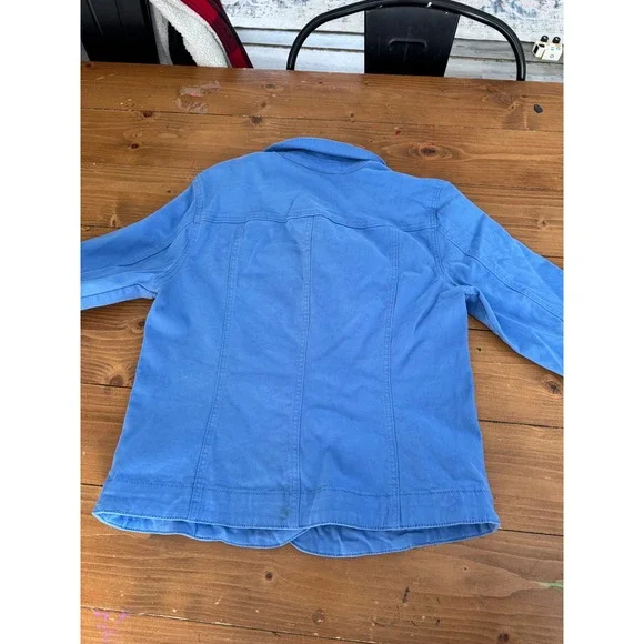 Charter Club Petite Blue Denim Jacket Stretch Cotton Trucker Coat PL Womens - Picture 13 of 14